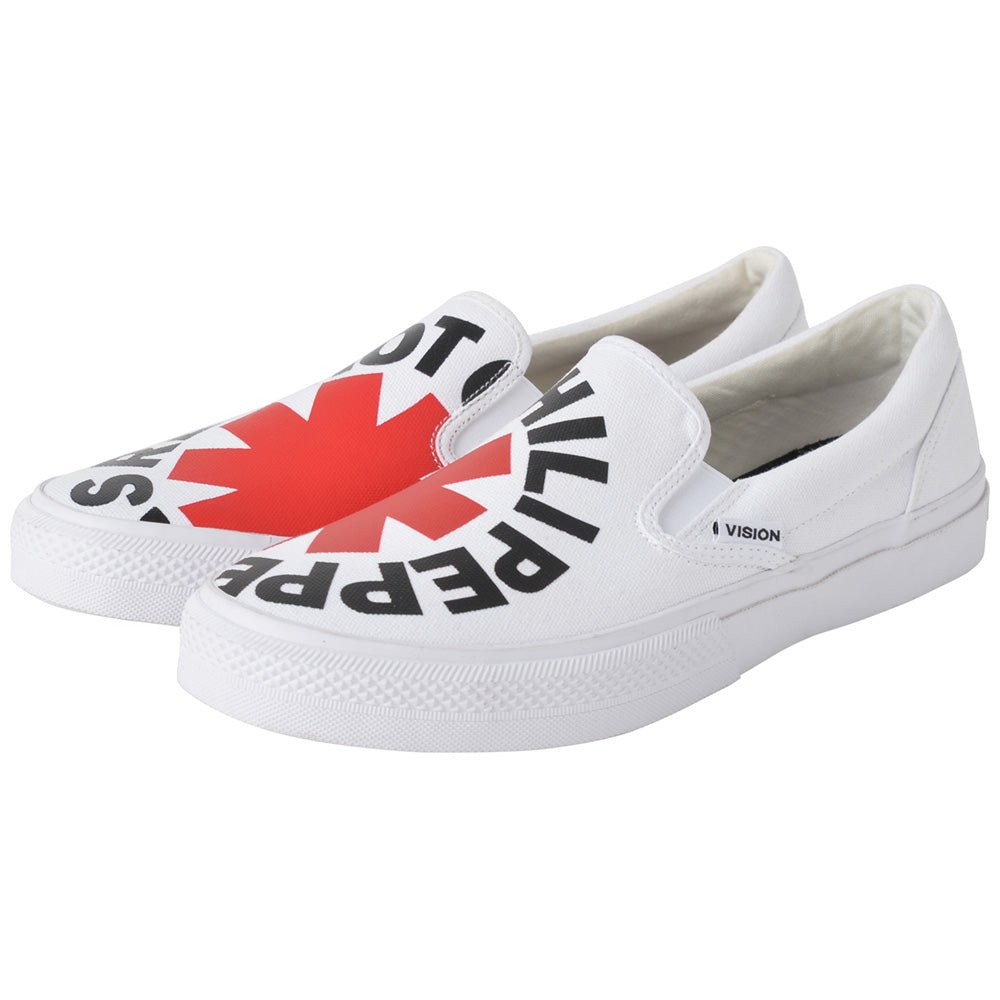 RED HOT CHILI PEPPERS レッドホットチリペッパーズ (来日 35周年 ) - CANVAS SLIP - ON RHCP White / VISION STREET WEAR(ブランド) / スニーカー / メンズ - PGS